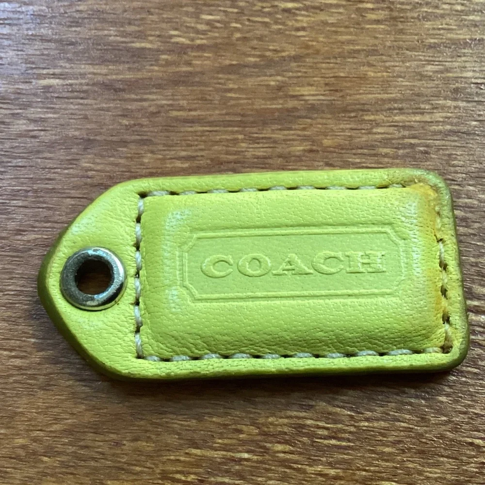 Coach Yellow Green Tan Bag Tag Hang Tag